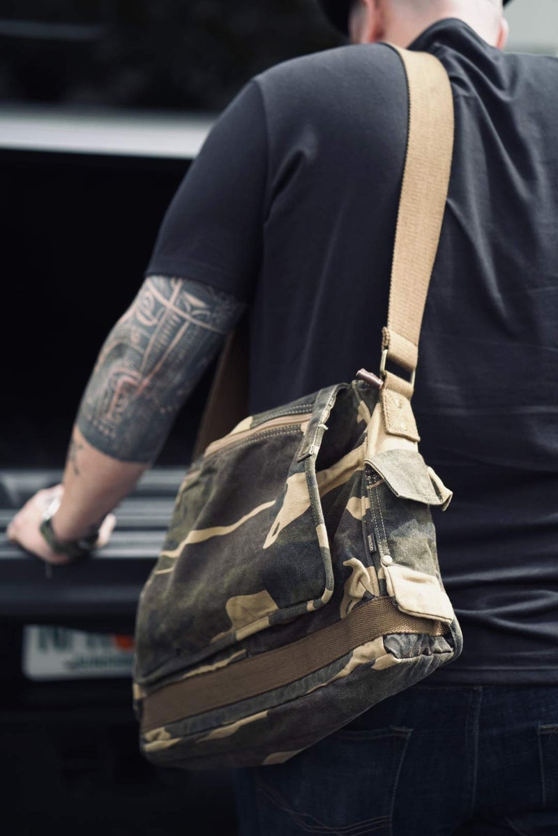 GOOTIUM Canvas Messenger Bag - Vintage Cross Body Shoulder Satchel, Khaki - Image 3